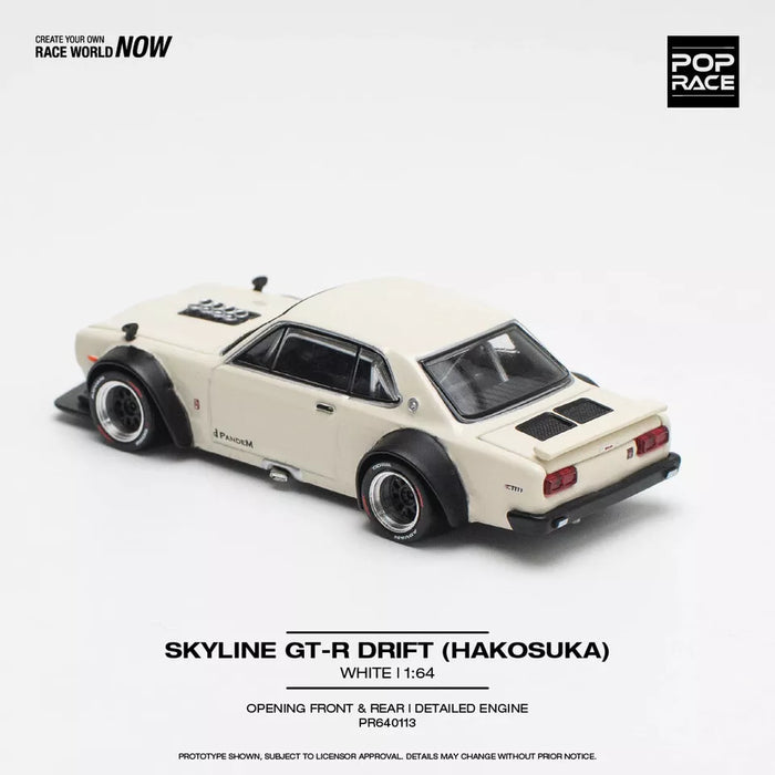 Pop Race 1:64 Skyline GT-R V8 Drift Hakosuka White
