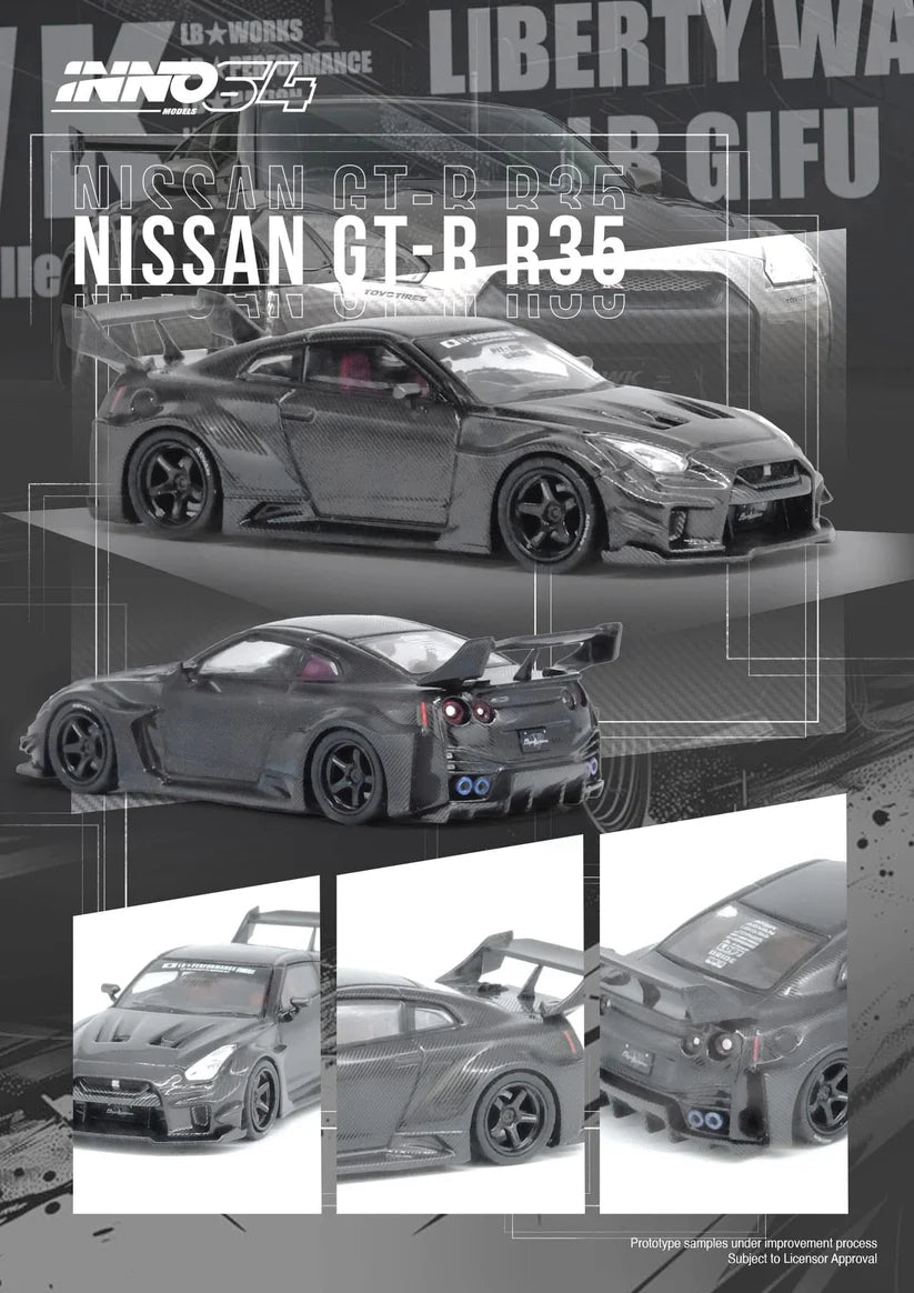 Inno64 Nissan GT-R R35 LBWK Super Silhouette 35GT-RR Full Carbon Grey