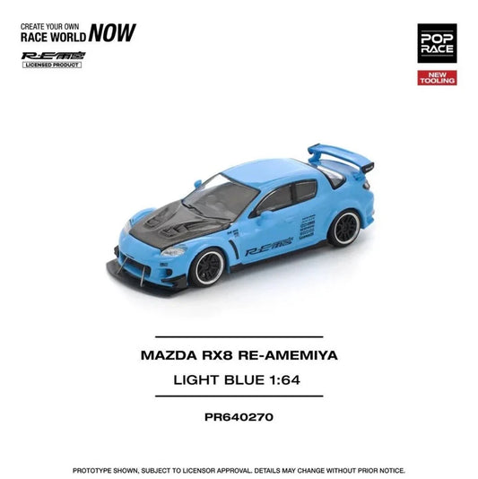 Pop Race 1:64 Mazda RX8 RE Amemiya Light Blue #0270