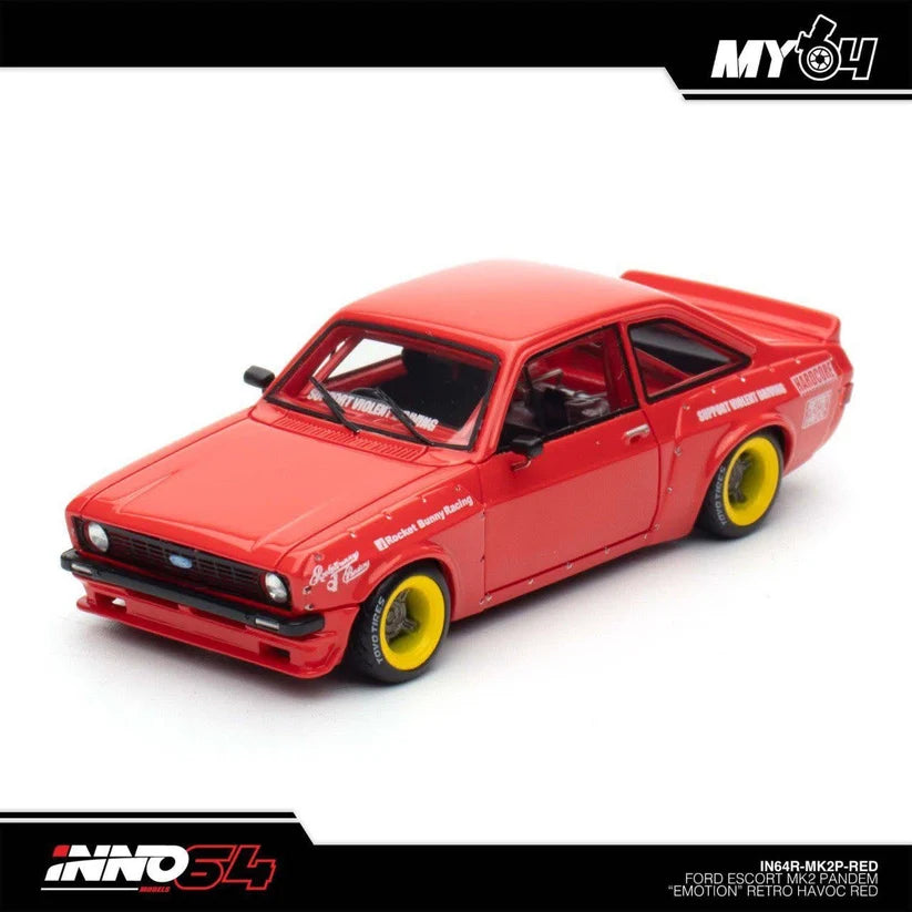 Inno64 1:64 Ford Escort MK2 Pandem *Emotion* Retro Havoc Red
