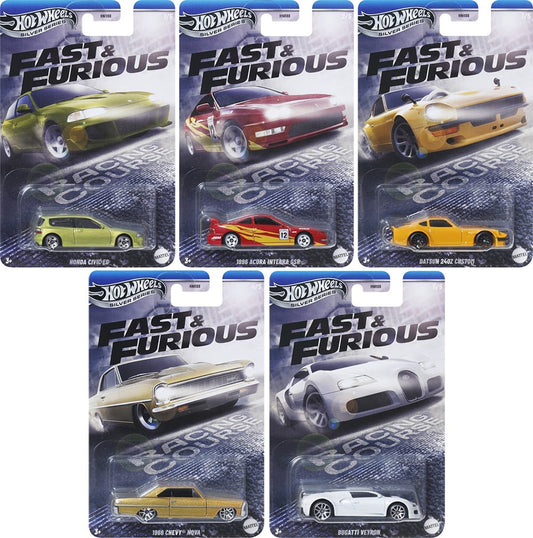 Hot Wheels 2025 Silver Series Fast & Furious Racing Course Set of 5 Cars 1:64