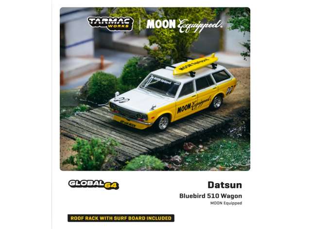 Tarmac Works 1:64 Datsun Bluebird 510 Wagon Moon Equipped yellow/White