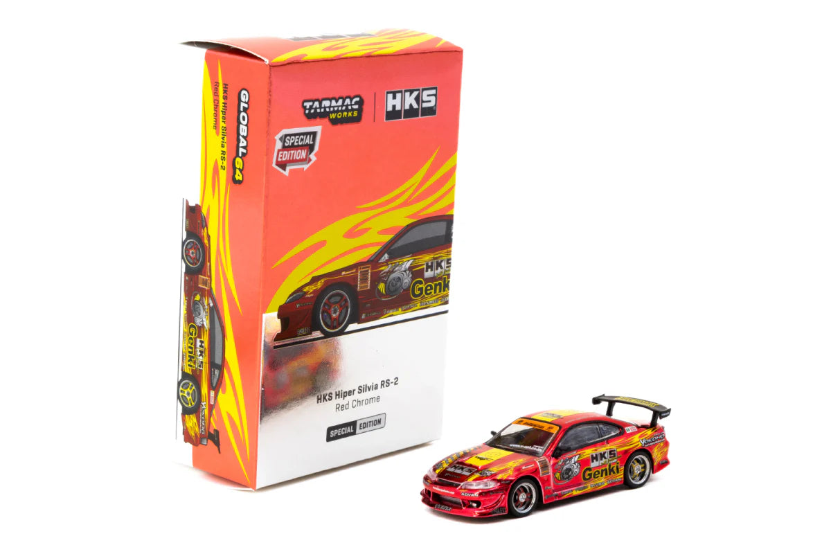 Tarmac Works 1:64 HKS Hiper Silvia RS-2, Red Chrome Tokyo Auto Salon 2025 Special Edition