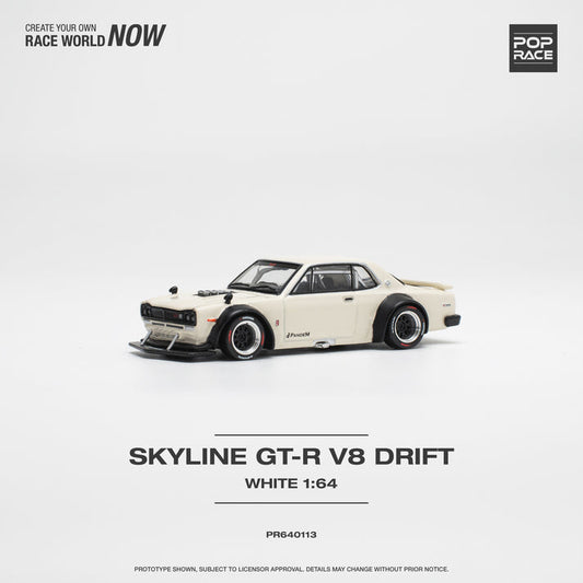 Pop Race 1:64 Skyline GT-R V8 Drift Hakosuka White