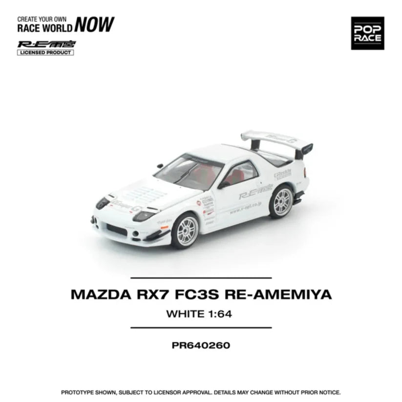 Pop Race 1:64 Mazda RX7 FC3S RE-Amemiya White #0260