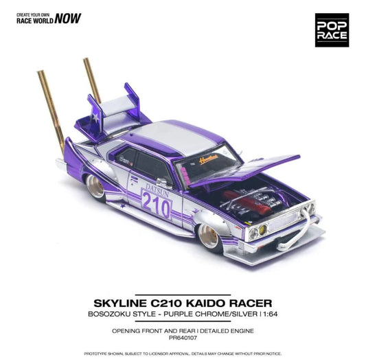 Pop Race 1:64 Nissan Skyline C210 Kaido Racer Bosozoku Purple