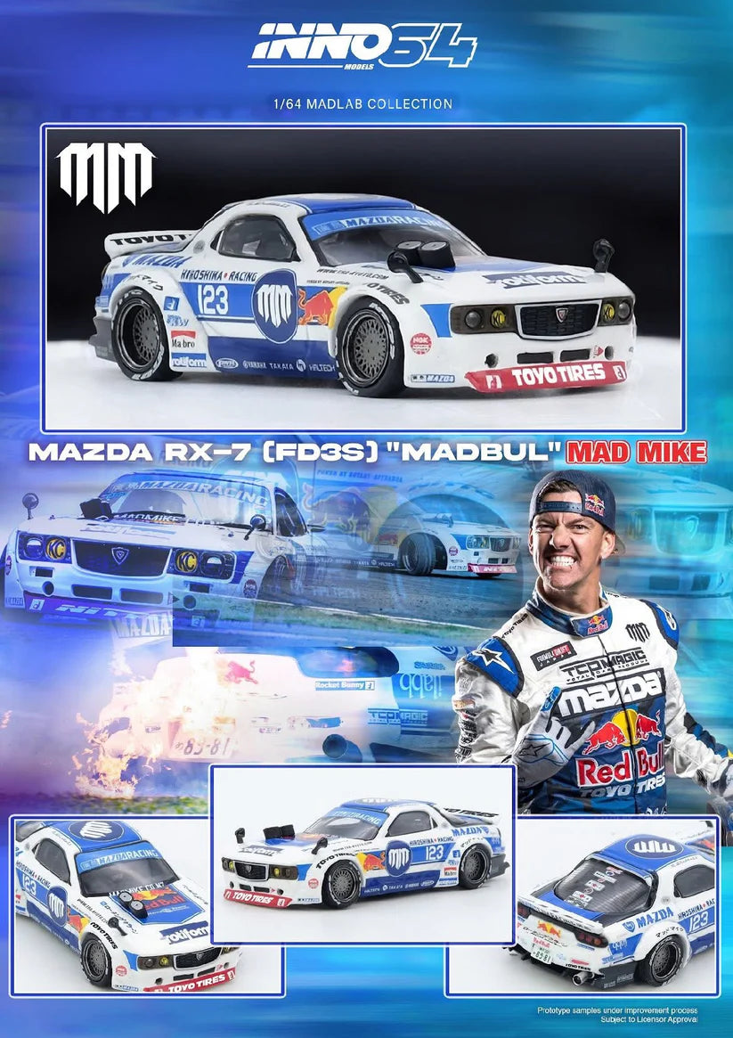 Inno64 Mazda RX7 FD3S Pandem Rocket Bunny Madbull Madlab Collection