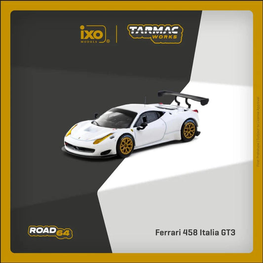 Tarmac Works Ferrari 458 Italia GT3 White IXO Models Collab 1:64