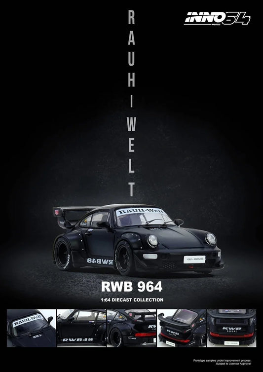 Inno64 1:64 Porsche RWB 964 Black Matt