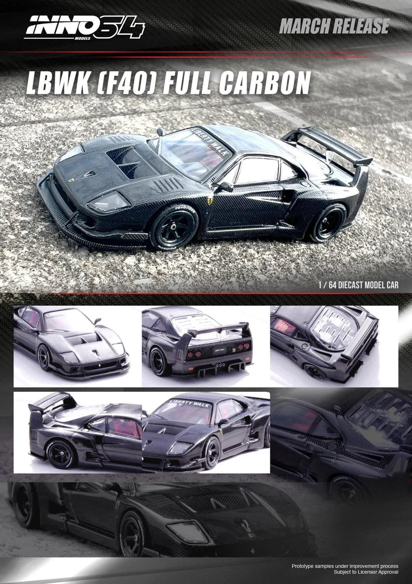 Inno64 LBWK Ferrari F40 Full Carbon Black – PK Diecast