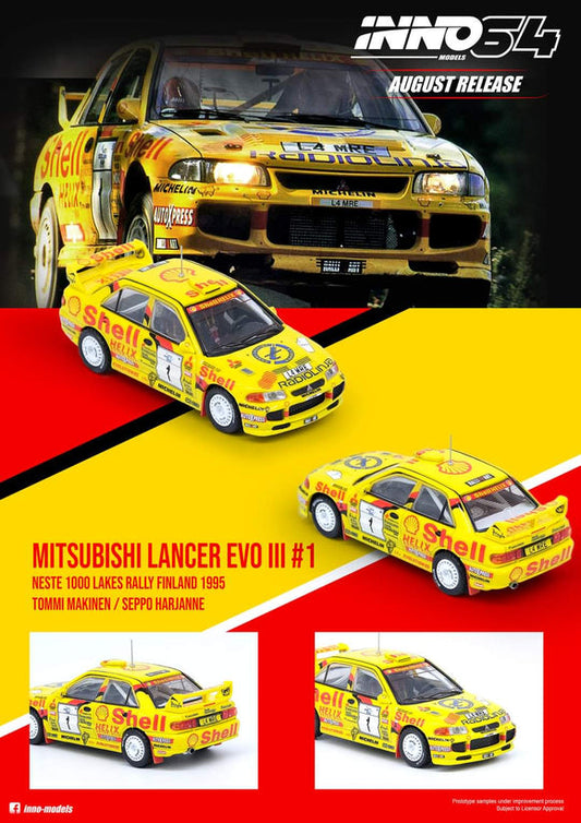 Inno64 Mitsubishi Lancer Evolution III # 1 Neste 1000 Lakes Rally Finland