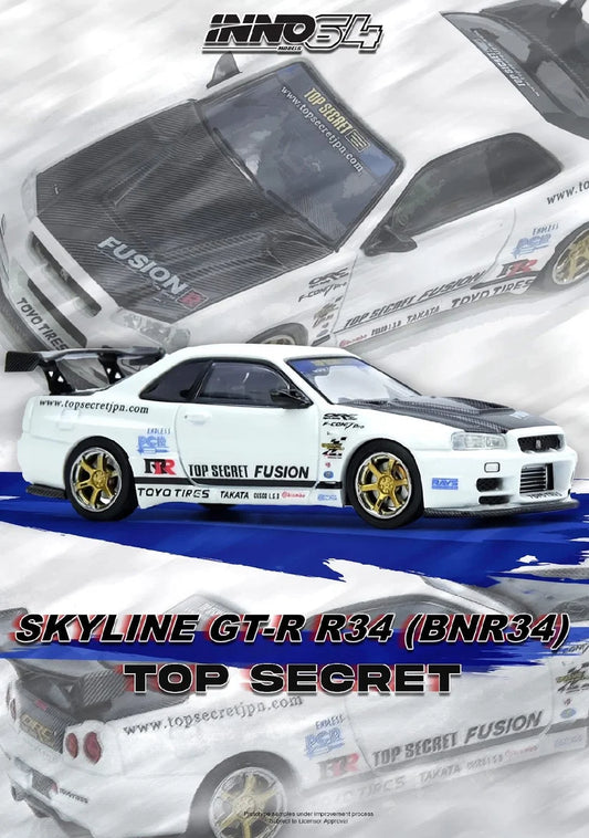 Inno64 1:64 Top Secret R34 GT-R White