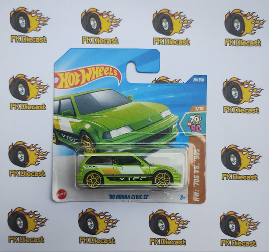 Hot Wheels '90 Honda Civic EF Green 70s VS 90s 2025 Short Card