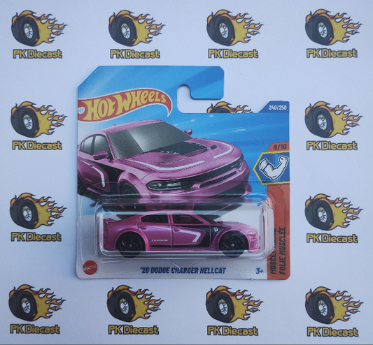 Hot Wheels 1:64 '20 Dodge Charger Hellcat Muscle Mania Pink Short Card