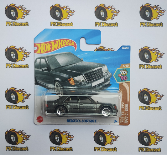 Hot Wheels Mercedes-Benz 500 E Gun Metal Grey 70s VS 90s 2025 Short Card