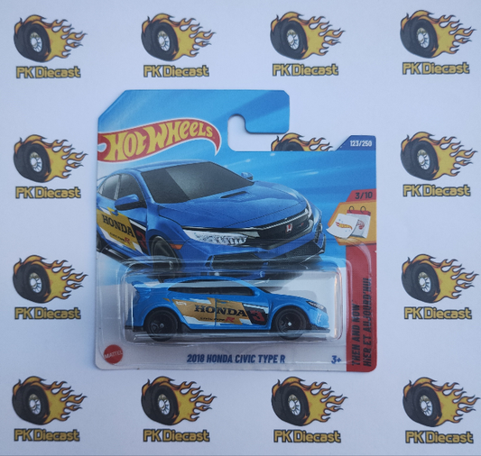 Hot Wheels 2018 Honda Civic Type R Then and Now 2025 Blue Short Card