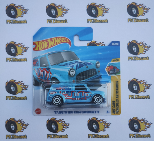 Hot Wheels '67 Austin Mini Van/Fourgonnette Art Cars Blue Short Card
