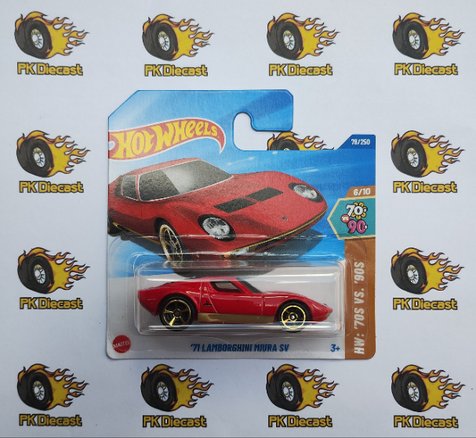 Hot Wheels '71 Lamborghini Miura SV Red Short Card