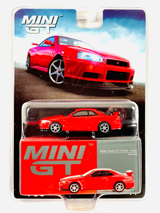 Mini GT Nissan Skyline GT-R (R34) V-Spec Active Red 1:64 MGT00796-BL