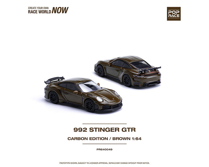 Pop Race 1:64 Porsche 992 Stinger GTR Carbon Edition Brown