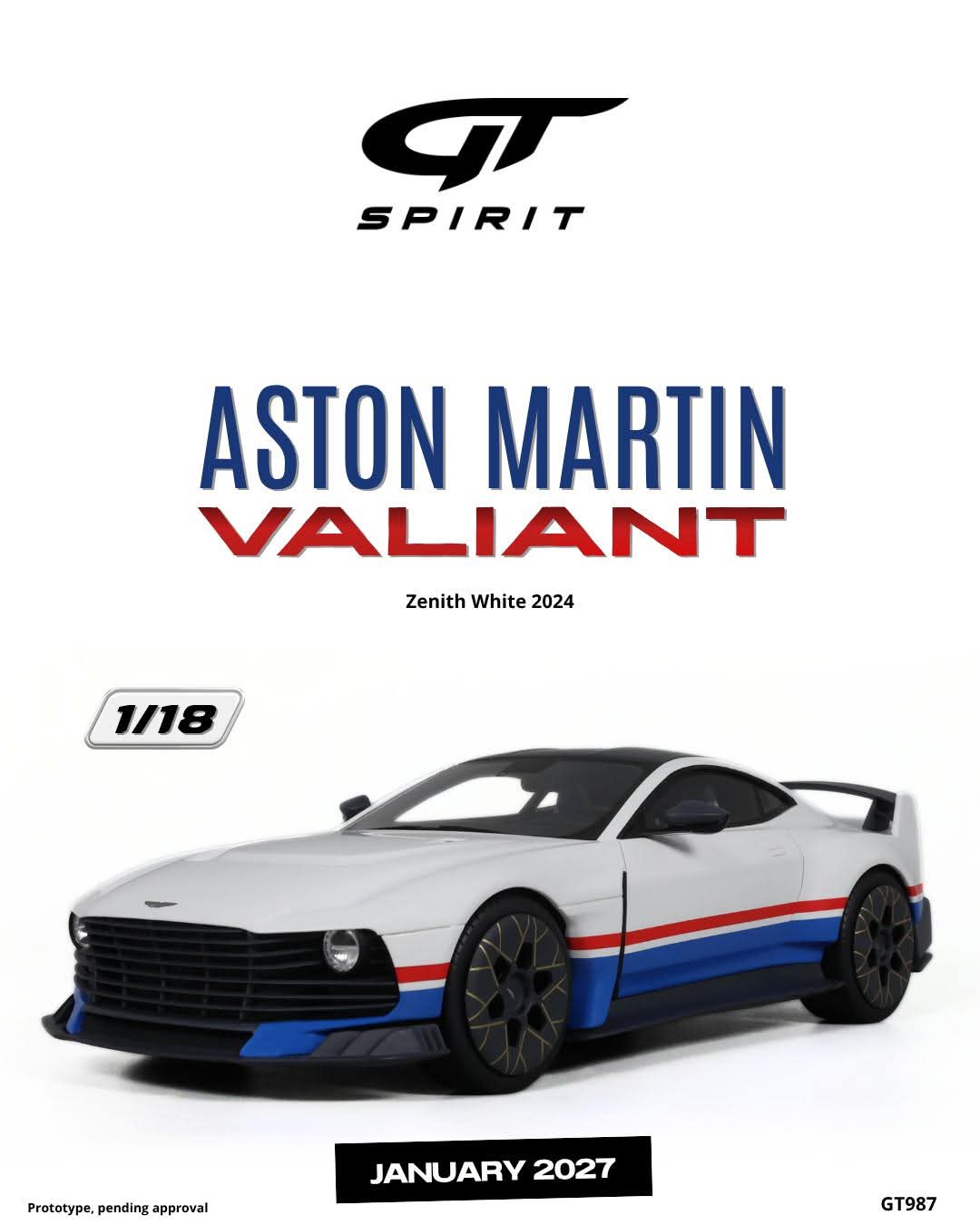 GT Spirit 1:18 2024 Aston Martin Valiant *Resin Series* Zenith White