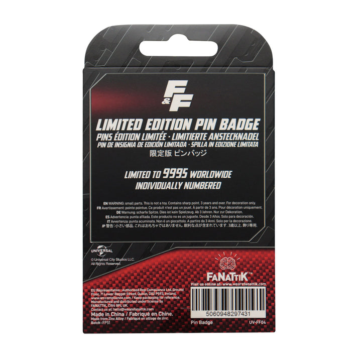 Fanattic Fast & Furious Familia License Plate Pin Badge *Limited Edition*