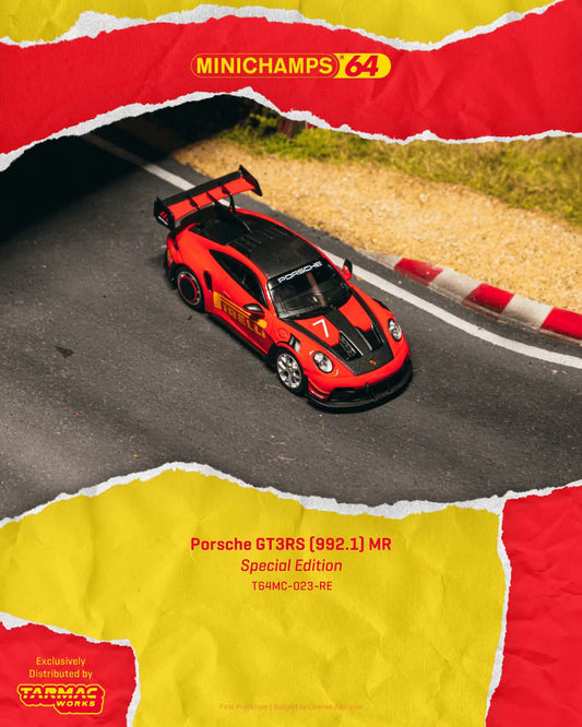 Tarmac Works x Mini Champs 1:64 2025 Porsche GT3RS (992.1) Manthey Racing Red