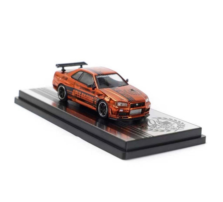 Inno64 x DPLS 1:64 Nissan Skyline GT-R R34 *10th Anniversary* Chrome Special Edition Box Set