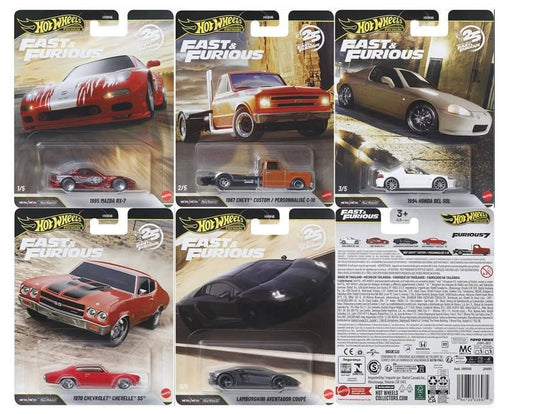 Hot Wheels 1:64 2026 Fast and Furious 25th Anniversary Full Set x5 Cars