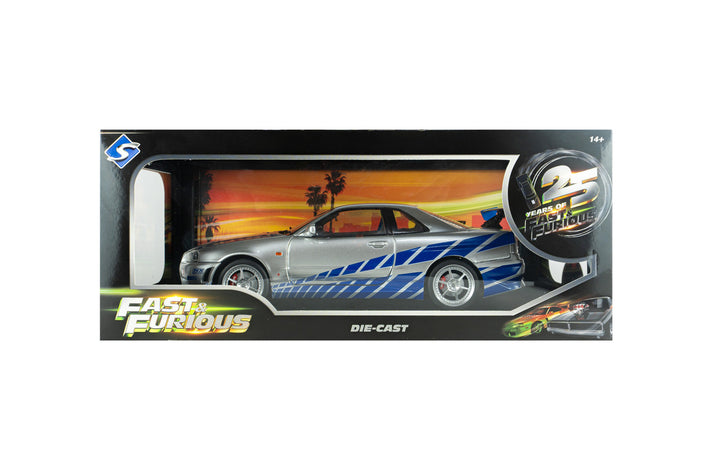 Solido 1:18 Nissan Skyline GT-R (BNR34) F&F Brian Silver/Blue
