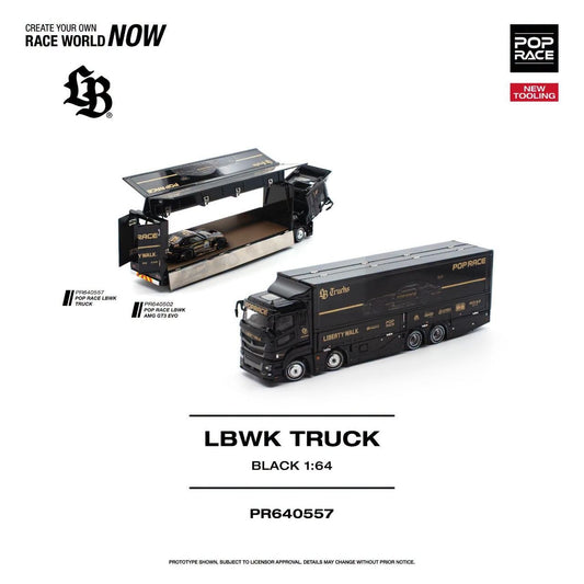 Pop Race 1:64 LBWK Truck Black *New Tooling* #0557
