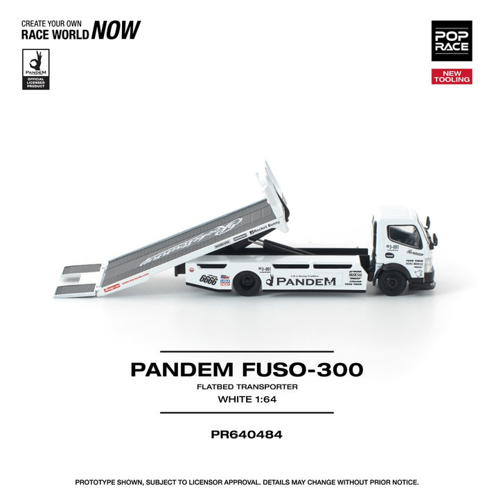 Pop Race 1:64 Pandem Fuso 300 Flathead Transporter White *NEW TOOLING* PR640484