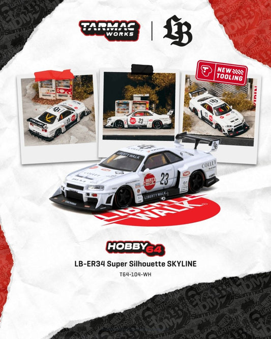 Tarmac Works 1:64 LB-ER34 Super Silhouette Skyline White