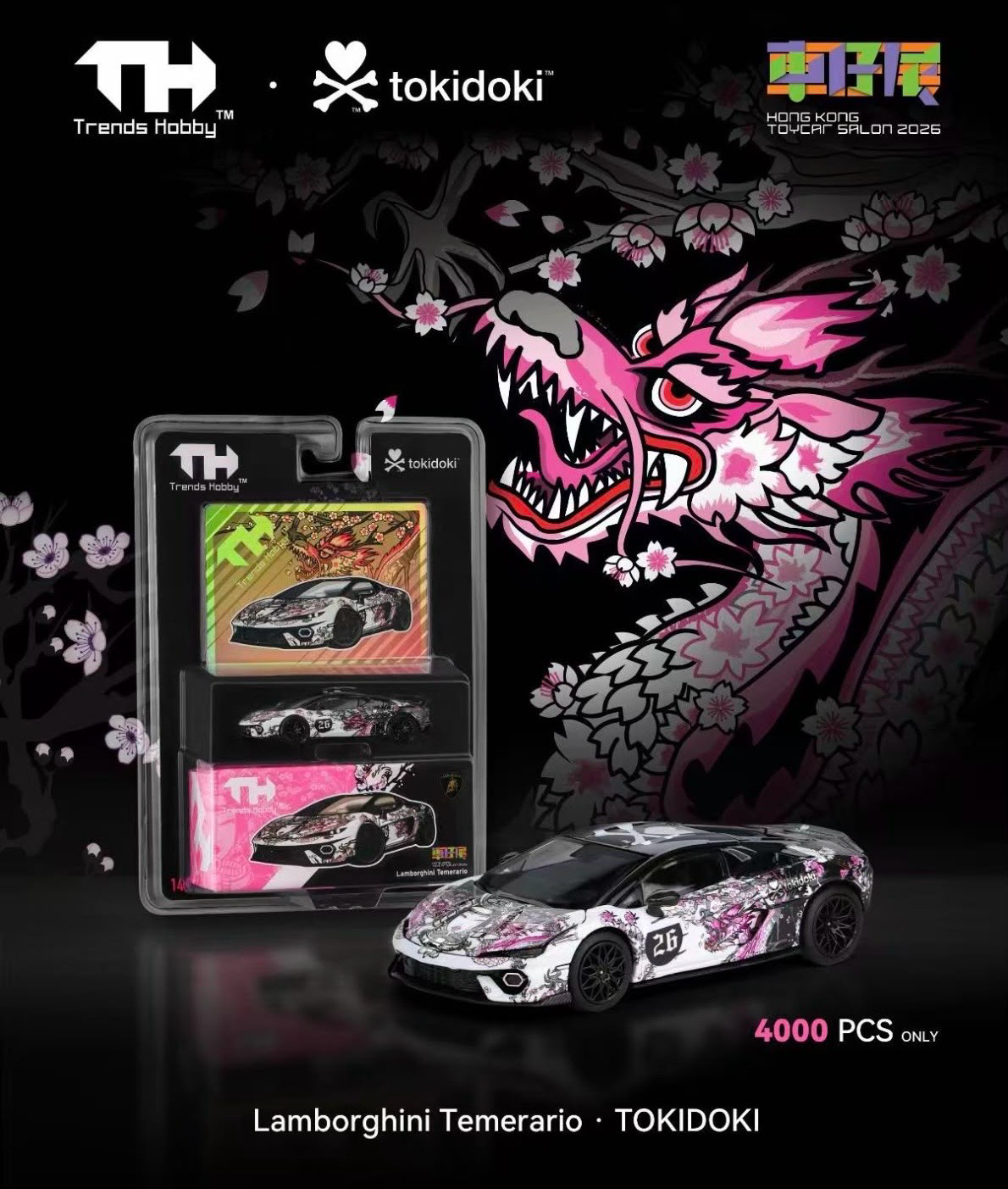 Trends Hobby x TOKIDOKI 1:64 Lamborghini Temerario 2026 HK Toy Car Salon