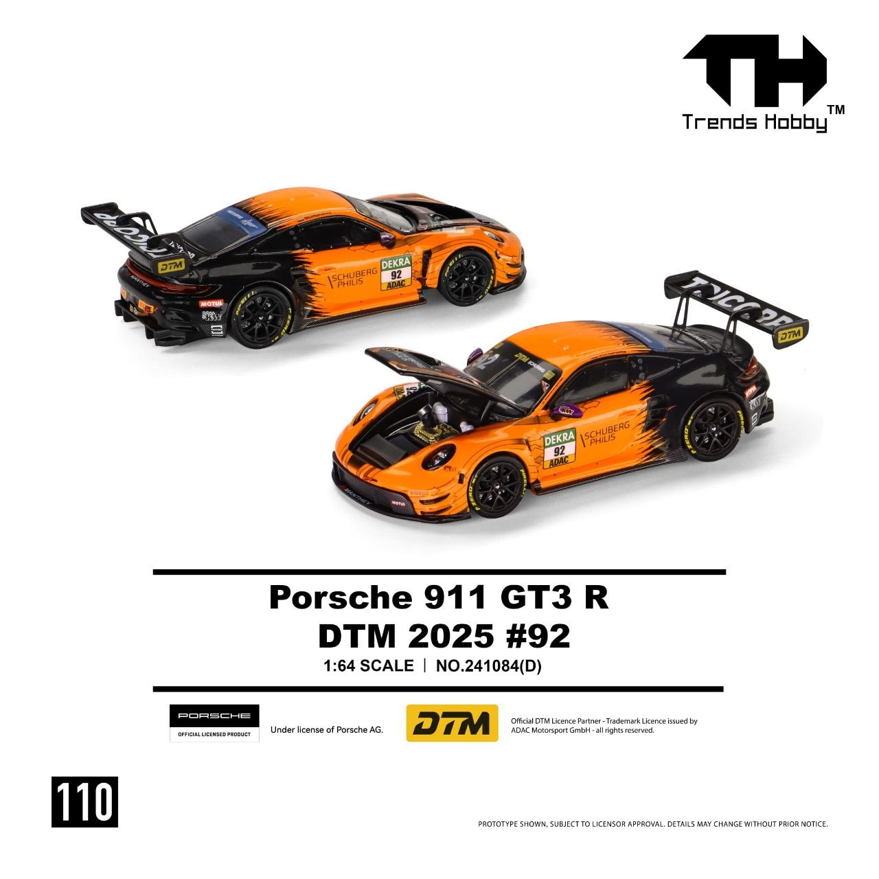 Trends Hobby 1:64 Porsche 911 GT3 R DTM 2025 #92 Orange/Black