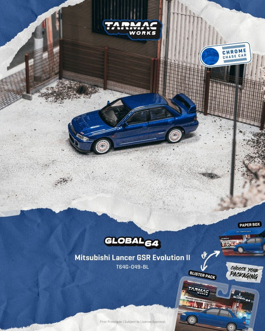 Tarmac Works 1:64 1994 Mitsubishi Lancer GSR Evolution 2 Blue
