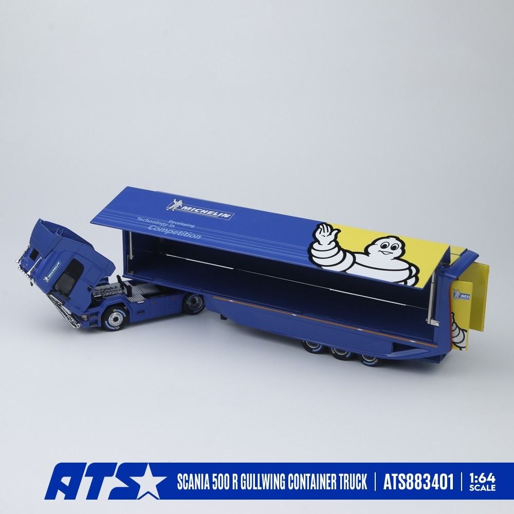 ATS 1:64 Diecast Model Scania 500 R Gullwing Container Truck
Michelin Livery (ATS883401)