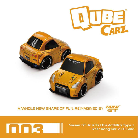 Mini GT 1:64 Qube Carz Nissan GT-R R35 LB★WORKS Type 1 Rear Wing ver 2 LB Gold QZ00301-BL