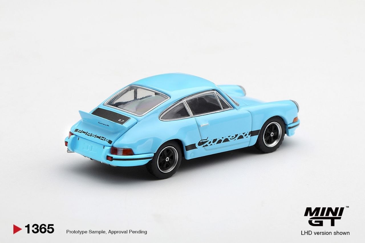 Mini GT 1:64 Porsche 911 Carrera RS 2.7 Gulf Blue with Black Livery #1365