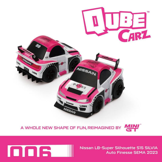 Mini GT 1:64 Qube Carz Nissan LB-Super Silhouette S15 
SILVIA Auto Finesse SEMA 2023 QZ00502-BL