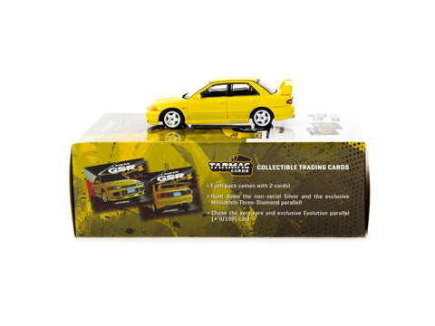 Tarmac Works 1:64 Mitsubishi Lancer GSR Evolution III Yellow with Tarmac Cards - GLOBAL64