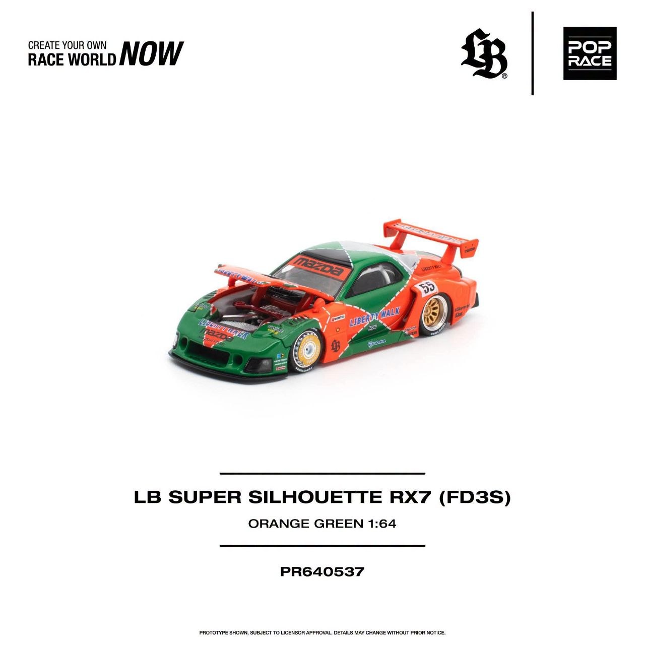 Pop Race 1:64 LB SUPER SILHOUETTE RX7 (FD3S) #0537