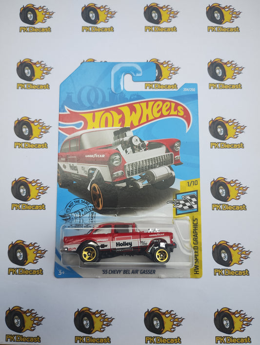 Hot Wheels '55 Chevy Bel Air Gasser Error/Misprint HW Speed Graphics 2018 Long Card