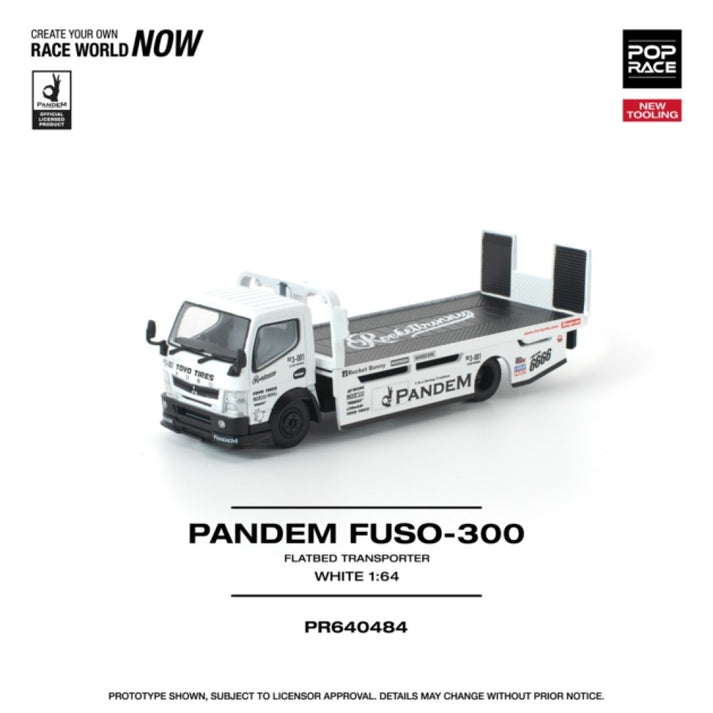 Pop Race 1:64 Pandem Fuso 300 Flathead Transporter White *NEW TOOLING* PR640484