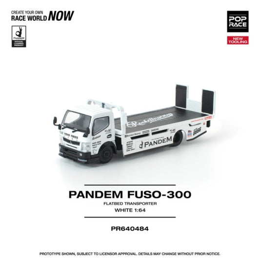 Pop Race 1:64 Pandem Fuso 300 Flathead Transporter White *NEW TOOLING* PR640484