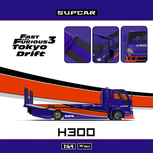 Supcar 1:64 Diecast H300 Tow Truck Fast & Furious 3 Tokyo Drift Blue/Orange Mona Lisa Livery (SC647256)