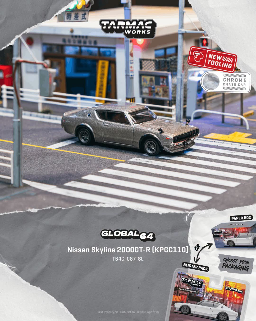 Tarmac Works 1:64 1969 Nissan Skyline 2000GT-R (KPGC1100) Silver