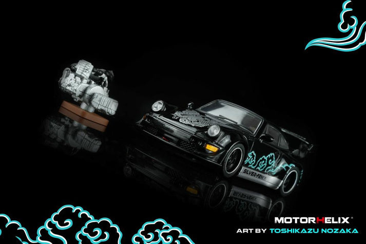 MotorHelix 1:64 RWB 964 *SILVER-FENIX* Art By Toshikazu Nozaka - Black