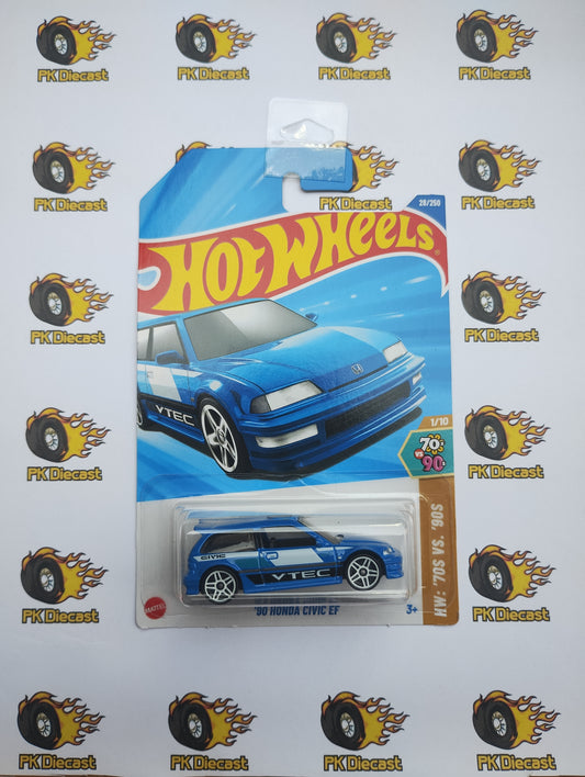 Hot Wheels '90 Honda Civic EF Blue 70s VS 90s 2024 Long Card