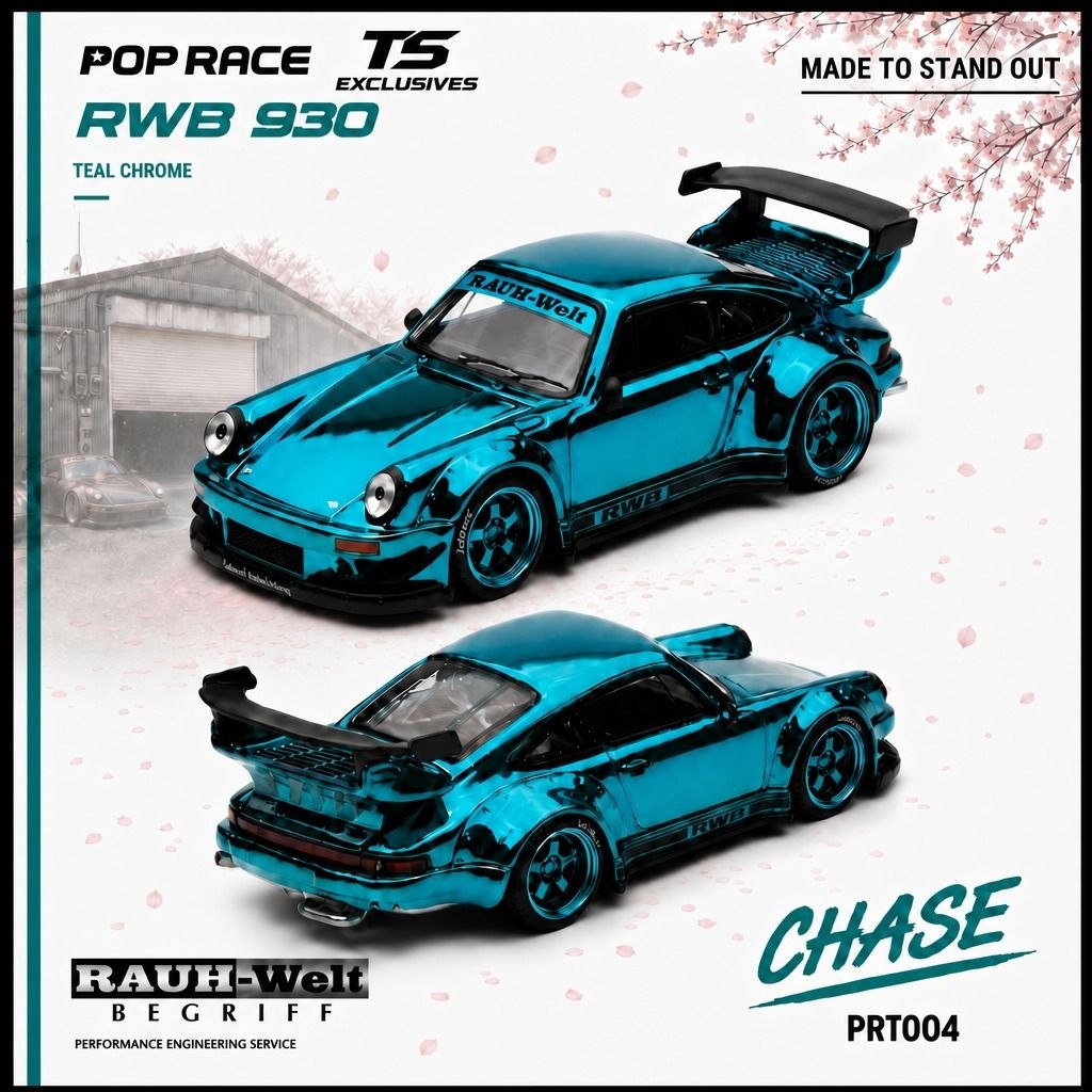Pop Race x TS Exclusives 1:64 RWB 930 Teal Chrome